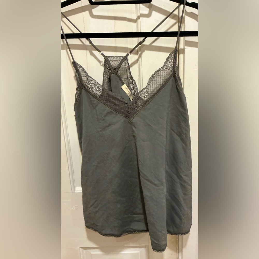 Style & Co. Charcoal Lace Accent Top